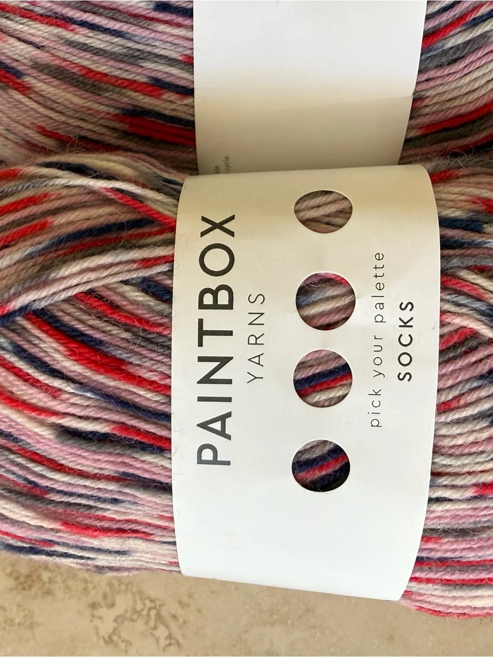 Multicolor Pink-Red-Blue Self-Striping Sock Yarn